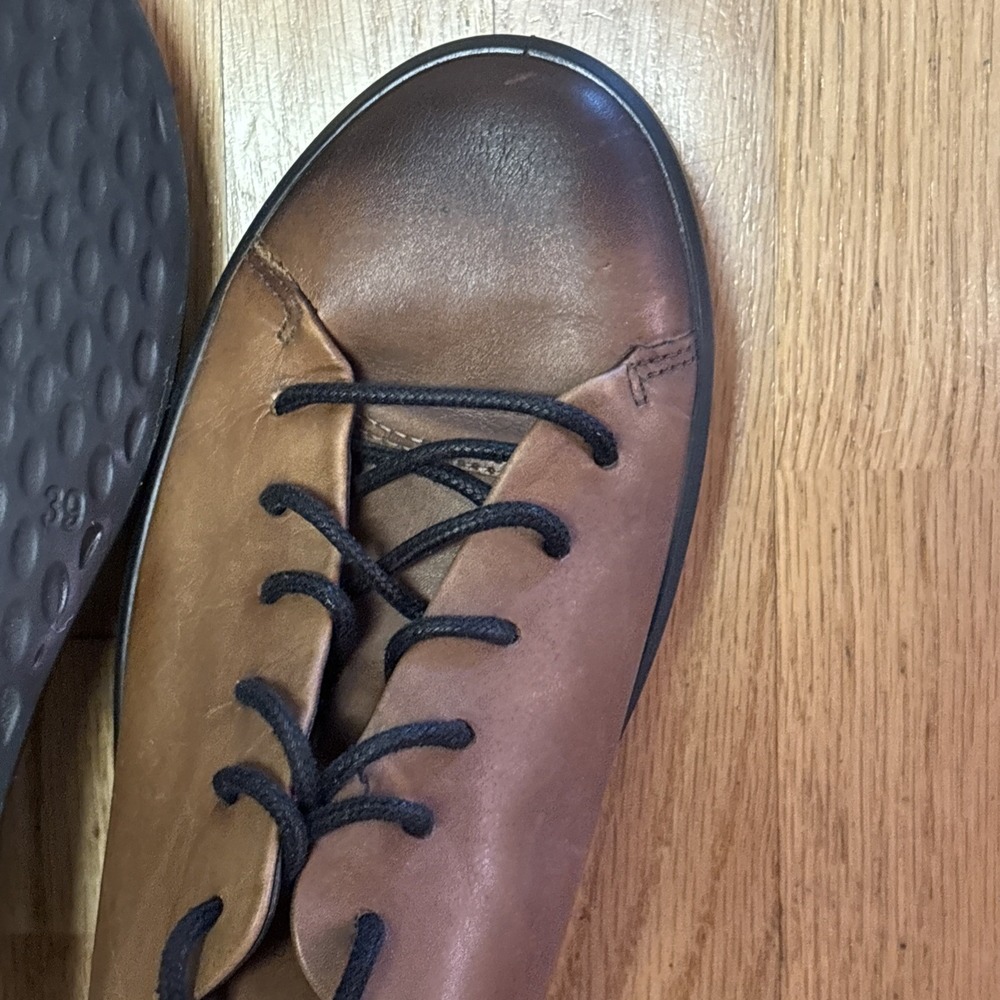 ECCO Soft Lux Cognac (Ombre) Leather Lace Up Sneakers EU 39 6.5 M 8.5 W - Picture 12 of 16